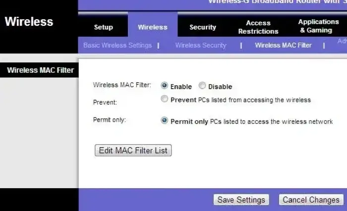 Wireless MAC Filter