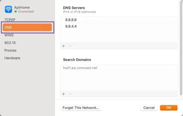 Locate the DNS button in your Settings.