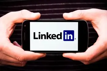 The LinkedIn logo on a phone