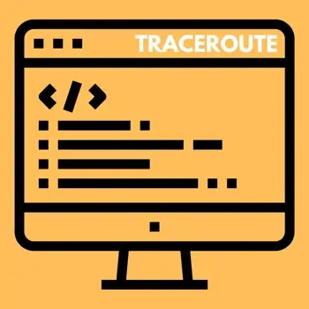 A graphic portraying the traceroute command on a computer