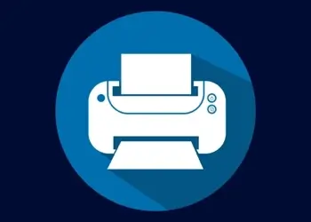 Image of a printer with an IP on a blue background