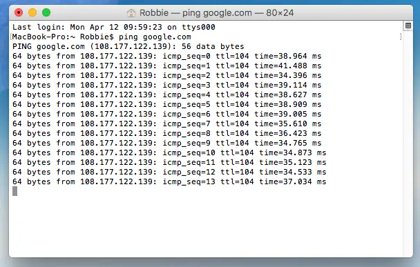 मैक के लिए पिंग कमांड