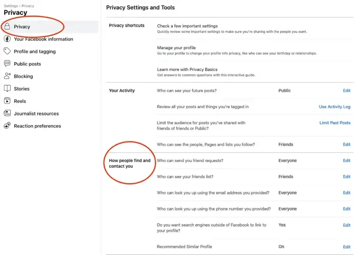 how to edit privacy settings in facebook