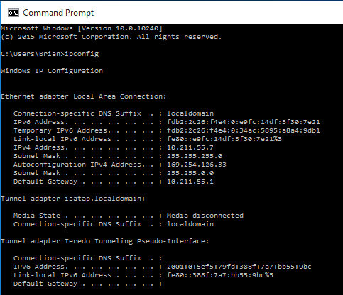 ipconfig results in windows 10 - ow To Get Your Local IP Address on Windows 10 - Step 5