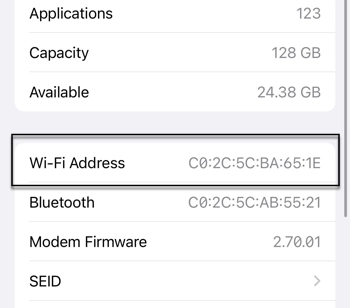 Find MAC address on iPhone Step 3