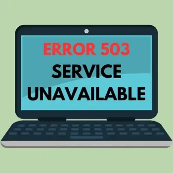 A laptop displaying a 503 Service Unavailable error