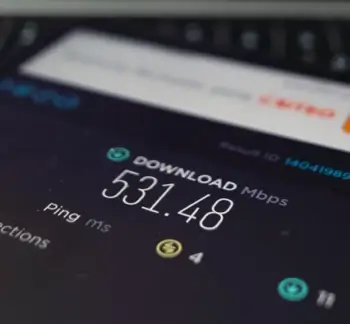 An Internet speed test shows your download speeds, upload speeds, and ping rate.
