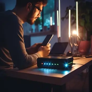 Wired router on desk