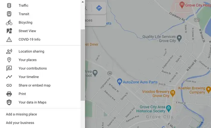 Google Maps data